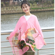 2016 New Style Chiffon Printed Scarf with Flowers